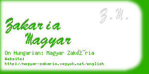 zakaria magyar business card